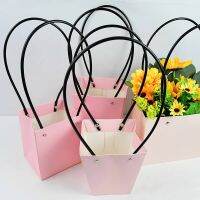 Waterproof Portable Flower Box Flower Florist Arrangement Gift Bag PVC Kraft Handbag Wedding Party Baby Shower Storage Gift Bag