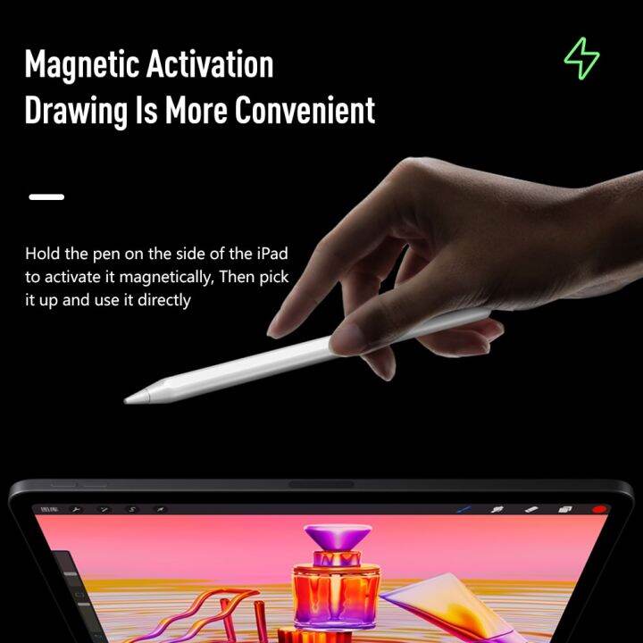 ปากกาสไตลัส-essager-เหมาะสำหรับดินสอ-apple-2-1สำหรับดินสอปากกาชาร์จได้ไร้สายแม่เหล็กบลูทูธที่อุปกรณ์เสริมขนาดเล็ก-ipad-airpro