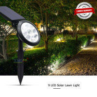 สปอร์ตไลท์ปักสนาม โซล่าเซลล์ 9 led (super bright) (เเสง : ขาว + เหลืองวอมไวท์)