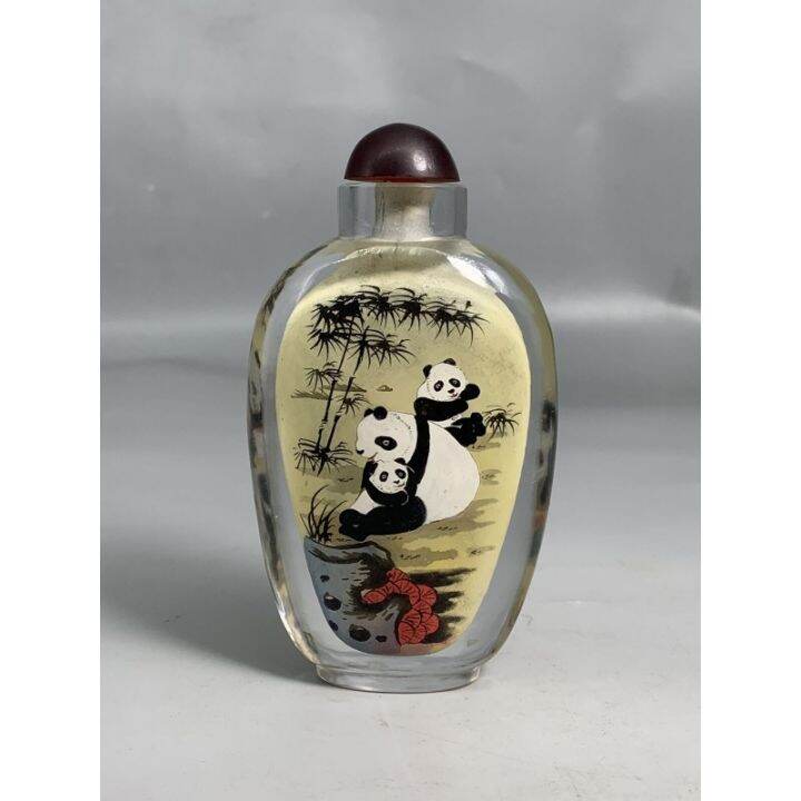 4-7-quot-collect-chinese-colored-glaze-inside-painted-animal-panda-snuff-bottle