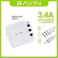 อะแดปเตอร์3.4A Bavin 【Taotao Electronics】 ที่ชาร์จความเร็วสูง PC632พอร์ต USB 3พอร์ตพร้อมสายเคเบิลสำหรับ Android