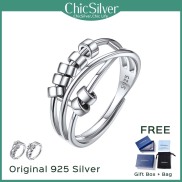 ChicSilver 925 Sterling Silver Anti Anxiety Open Rings for Women Men