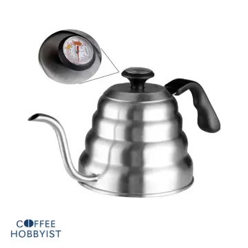 1L/1.2L Stainless Steel Coffee Kettle with Thermometer, Gooseneck Thin  Spout for Hand Drip Pour