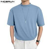 287303G Incerun เสื้อยืด คอกลม แขนสั้น สีพื้น สไตล์เรียบง่าย แฟชั่นสําหรับผู้ชาย