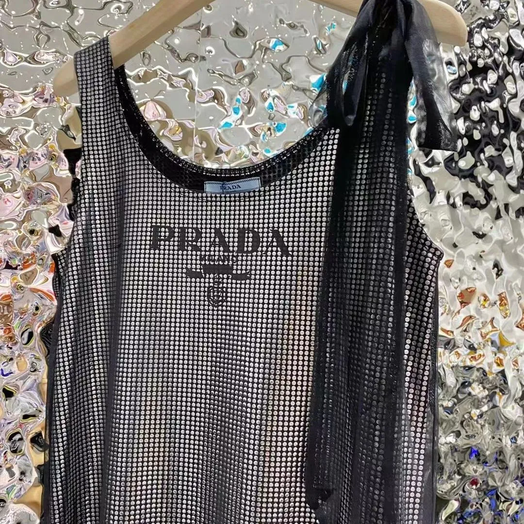 PRADA Dress Women 2023 New Top Quality Crystal Flash Diamond Chiffon  Sundress SZ487 DIAN99 | Lazada PH