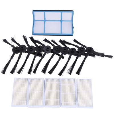 5 Filters+10 Side Brushes For Medion Md 16192 Md 18500 Md 18501 Md 18600 Spare Parts