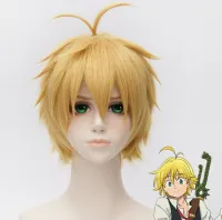 Anime 30CM The Seven Deadly Sins Meliodas Cos Wig Dragons Sin Of Wrath Golden Heat Resistant Hair Cosplay Wigs