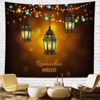 Ramadan Tapestry Wall Decor Bedroom Sofa Peach Velvet Printed Home Decoration Hanging Background Livingroom Decoration Hanging Cloth