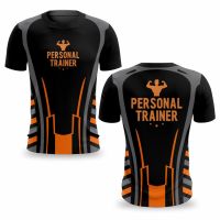 - T SHIRT[KiPgtoshop]    3D tshield personal trainer orange Fitness Academy man 2023 summer Ops