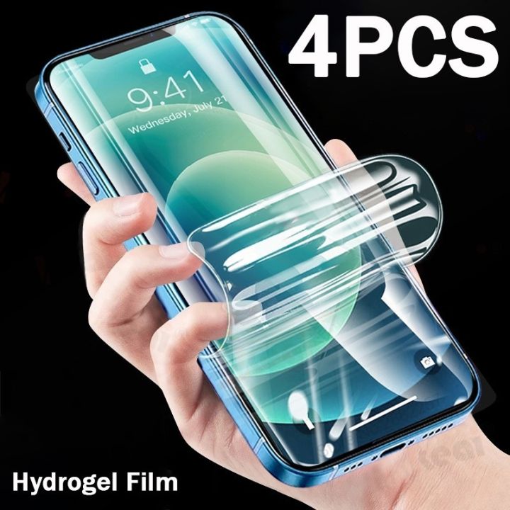 spot-goods66-4pcs-hydrogel-ฟิล์มสำหรับ-iphone-13-12-11-pro-max-mini-screen-protector-สำหรับ-iphone-xr-xs-max-x-se-2020-7-8-6s-plus-6