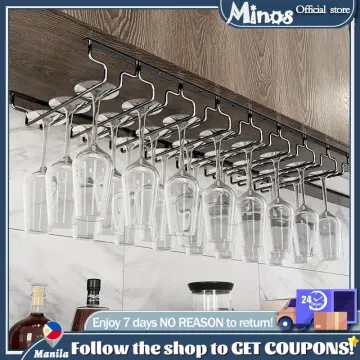 VARIATION)- 6Slot Glass Cup Holder Decorative Racks Wine Bottle Holder  Hanging Upside Down Cups Display Rack Iron Wine Stand