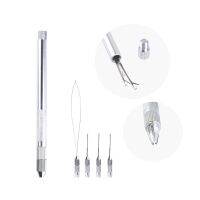 Aluminum Ventilating Holder and Needles Kit Holder +Pulling Needle Loop Threader+3 Knitting Needles