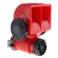 12V 136Db Car Snail Air Horn Compact Motorcycle Air Horn Super Loud Loudspeaker Red Blue For Cars Truck- Lorry Yacht Boat SUV