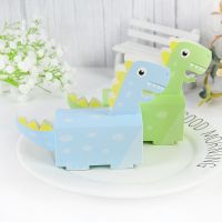 10pcs 3D Dinosaur Candy Box Green Blue Treat Cookie Gift Boxes For Kids Dino Theme Birthday Party Gift Pakcing Decor Baby Shower Gift Wrapping  Bags