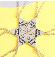 6-piece Best Friend Necklace Hexagon Letter Pendant Bff Choker Fashion Men And Women Friendship Necklace Jewelry Accessories