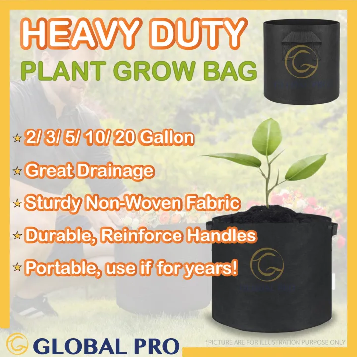 [READY STOCK] 2/3/5/10/20 Gallon Grow Bag Plant Bag NonWoven Aeration