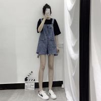 COD jfdss L生活馆◊﹍✑2021 denim shorts female students high waist slimming loose2021牛仔短裤女学生高腰显瘦宽松背带裤破洞减龄阔腿7.4