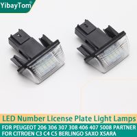 Led Canbus ใบอนุญาตด้านหลังแผ่นสำหรับ Peugeot 206 207 306 307 308 406 407 5008 Partner Citroen C3 C4 C5 BERLINGO SAXO XSARA ELEGANT