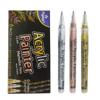 6-pack Acrylic Marker Metal Color Set Student Hand-painted Glass Ceramic Surface Acrylic Pen Art Painting Supplies