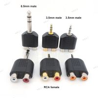 1x 1/4 inch Audio 3.5mm 6.5mm 6.35mm Male Plug To 2 Dual Rca Female Jack plug Y Splitter stereo Connector Converter AV Adapter 17TH