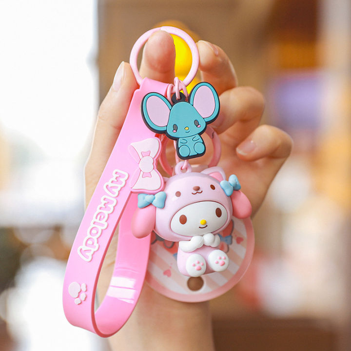 ของแท้-sanrio-ชุดสัตว์พวงกุญแจหญิงน่ารักเทรนด์ประณีตตุ๊กตาอีพ็อกซี่พวงกุญแจจี้กระเป๋า