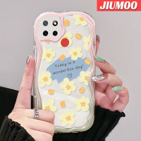 JIUMOO เคสสำหรับ Realme C12 C15 C25s C25 C21 Narzo 20 Narzo 30A Narzo Narzo เคส50A แบบดอกไม้สีเหลืองเคสนิ่มกันกระแทกเคสโทรศัพท์โปร่งใสเจลซิลิกาแบบใสป้องกันการตกหล่นฝาครอบป้องกันเลนส์กล้องถ่ายรูป