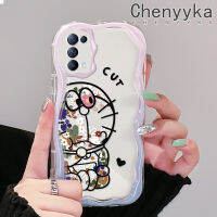 เคส Chenyyka สำหรับ OPPO Reno 5 5G Reno 5K 5G ค้นหา X3 Lite เคสซิลิโคนหนาโดราเอมอนดอกไม้สวยเคสโทรศัพท์โปร่งใสป้องกันการตกสีสันสดใสขอบเนื้อครีมเคสนิ่ม