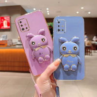 GTHD เคส Rabbite Samsung A51 A31 A71 4G M40S แฟชั่นเคลือบ6D ลายการ์ตูนเคสมือจับสำหรับโทรศัพท์มือถือกระต่ายกัดสำหรับกาแล็คซี่ A51 A71 A31 GalaxyA51 GalaxyA71ฝาหลัง GalaxyA31กันกระแทกฝาครอบพับเป็นขาตั้งซิลิโคนนิ่ม TPU