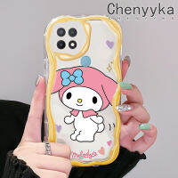 เคส Chenyyka สำหรับ OPPO เคส A15 A35 A15s 4G ลายการ์ตูนน่ารักสีชมพูเมโลดี้เนื้อครีมเคสโทรศัพท์โปร่งใสขอบลอนมีในสต็อกเหมาะสำหรับเด็กผู้ชายและเด็กผู้หญิงเคสซิลิโคนอ่อนชัดเจนกันกระแทก