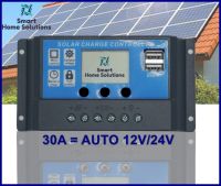 โซล่าชาร์จเจอร์ โซล่าชาร์จคอนโทรลเลอร์ 30A Solar charge controller 12V/24V PWM 30A อุปกรณ์ควบคุมแผงโซล่า