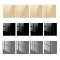 Ultra-Thin Wall Switch Home Hotel 1/2/3/4 Gang 2 Way Black Gold Tempered Glass Panel Push Button Switch Wall Light Switch Power Points  Switches Saver