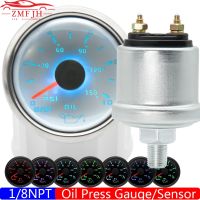 ¤ 0-10 Bar Oil Pressure Gauge 2 52mm Oil Press Meter Indicator 7 Color Light 1/8NPT Sensor for Marine Auto Car Boat 12V 24V