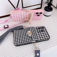 เคส Crossbody ลายนกกริดสำหรับ Iphone 14 Pro Max 13 12 Mini 11 XS XR เคสมือถือสุดหรูสำหรับ Samsung S23 S22พิเศษและ Funda