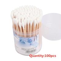 ELECOOL Natural 1000PCS Disposable Double Heads Cotton Swabs Women Makeup Cotton Buds with Wood Sticks for Nose Ears Cleaning