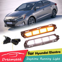 LED DRLหลอดฮาโลเจนเดย์ไลท์สำหรับHyundai Elantra 2019 2020ไฟวิ่งกลางวันพร้อมไฟสัญญาณเลี้ยว