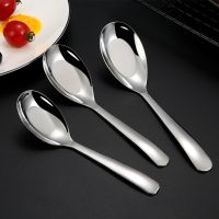 ☎№◕ 1Pcs Stainless Steel Spoons Short Handle Soup Spoon Set Large/Small Metal Kitchen Dinner Spoons for Soup Rice Porridge Tableware