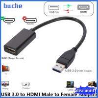 BUCHE แกนลวดทองแดง สายแปลง HDMI USB 3.0เป็น HDMI 1080P สายสัญญาณเสียงและวิดีโอ ของใหม่ เพศตรงข้ามขยาย สายแปลง USB คอมพิวเตอร์สำหรับคอมพิวเตอร์