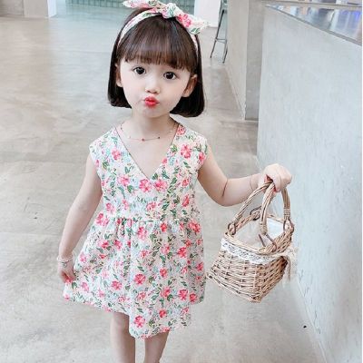 Condole belt of the girls dress in summer 2023 with new product back bow broken beautiful princess sleeveless baby fashion