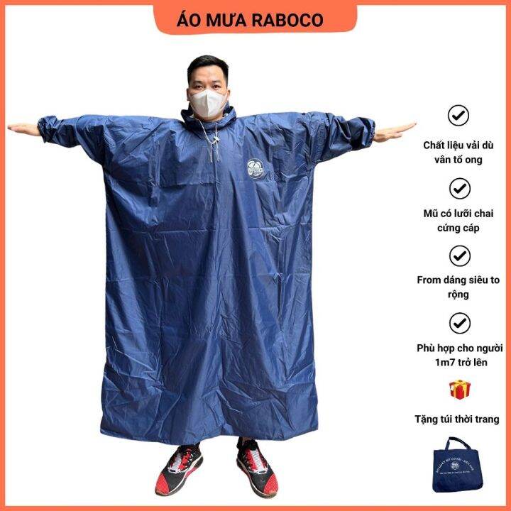 CỠ ĐẠI 1M6 Áo mưa bít nam, áo mưa người lớn bít chính hãng Raboco vải ...