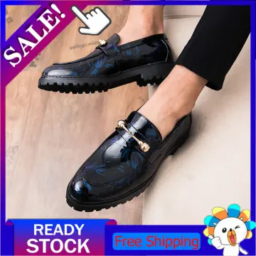 Mens black leather dress on sale loafers