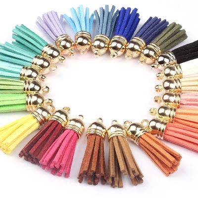 【CW】 New Fashion 30pcs/lot Colorful Leather Tassel 37x10MM Keychain Cellphone Straps Jewelry Fringe Pendant Charms