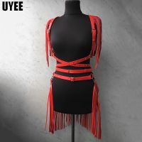 【hot】 UYEE Fetish Wear Harness Leather Tassel Skirt Punk Costume Accessories for Performance