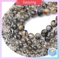 LIAOYING 120 PCS เรียบเนียน ลูกปัดอัญมณีธรรมชาติ กลมกลมๆ 6mm ครับ ลูกปัดหลอดเลือดดำมังกร 2เส้น หินโมราหลอดเลือดดำมังกร ลูกปัดกลมกลม การทำเครื่องประดับ