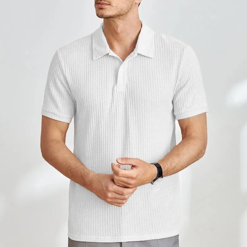 Men's waffle cheap knit polo shirt