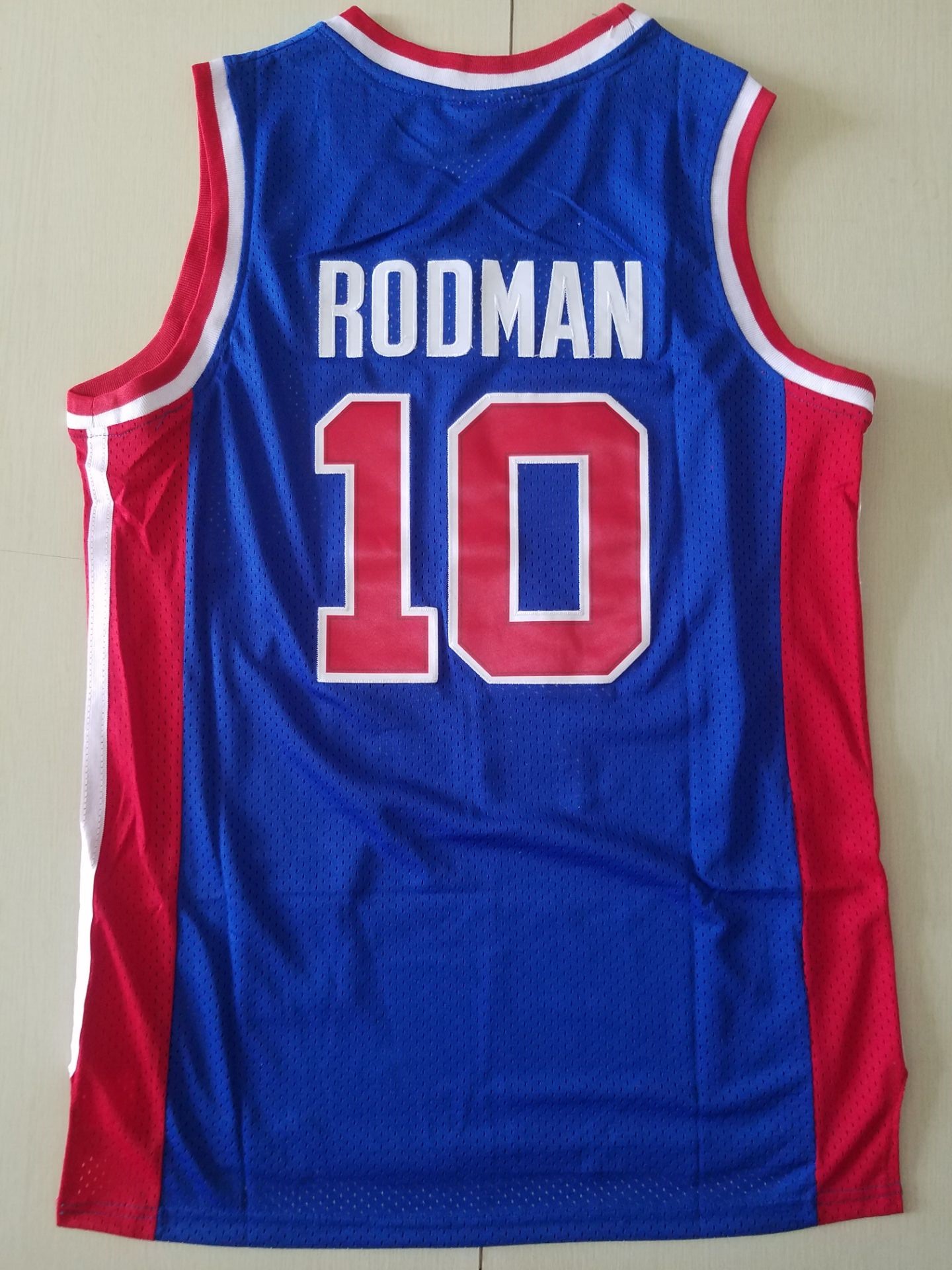 XXL Mens Detroit Pistons #10 Dennis Rodman Basketball Jersey Retro Blue S 