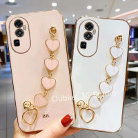 เคสโทรศัพท์ OPPO Reno10 Pro + Plus A78 NFC 4G 5G เคส ปลอก ข้อเสนอสุดพิเศษ ดีไซน์ใหม่ สีลูกกวาด การชุบด้วยไฟฟ้า สร้อยข้อมือหัวใจหรูหรา ซิลิโคนป้องกันการตก ปกอ่อน Case 2023