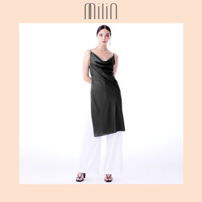 [MILIN] Cowl neck camisole top เสื้อสายเดี่ยว คอถ่วง ตัวยาว ผ่าข้าง Tactile Top