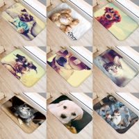 〖Cozyroom shop〗 ZHENHE Cute Cats and Dogs Mat Pattern Print Doormat Anti Slip Floor Carpet for Bathroom Kitchen Entrance Rugs Home Decor