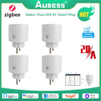 Tuya ZigBee 20A สมาร์ทซ็อกเก็ตที่มีการตรวจสอบพลังงาน APP จับเวลาการควบคุมระยะไกลสหภาพยุโรปเสียบสมาร์ททำงานร่วมกับ Home Alexa อลิซ