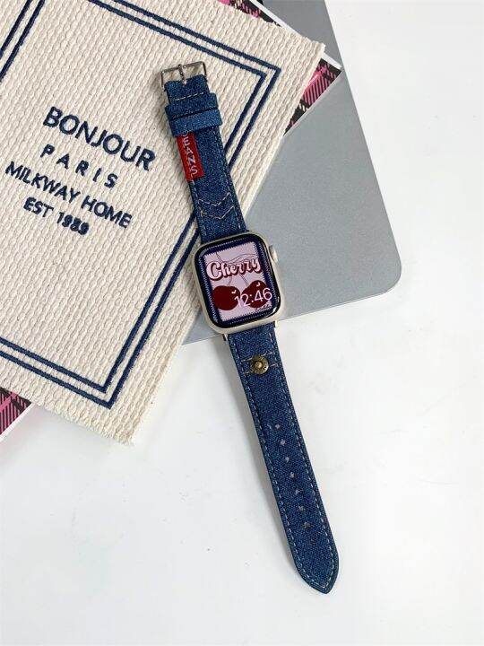 hot-sale-suitable-for-8-7-generation-41-retro-embroidery-denim-strap-simple-niche-iwatch56se-leather